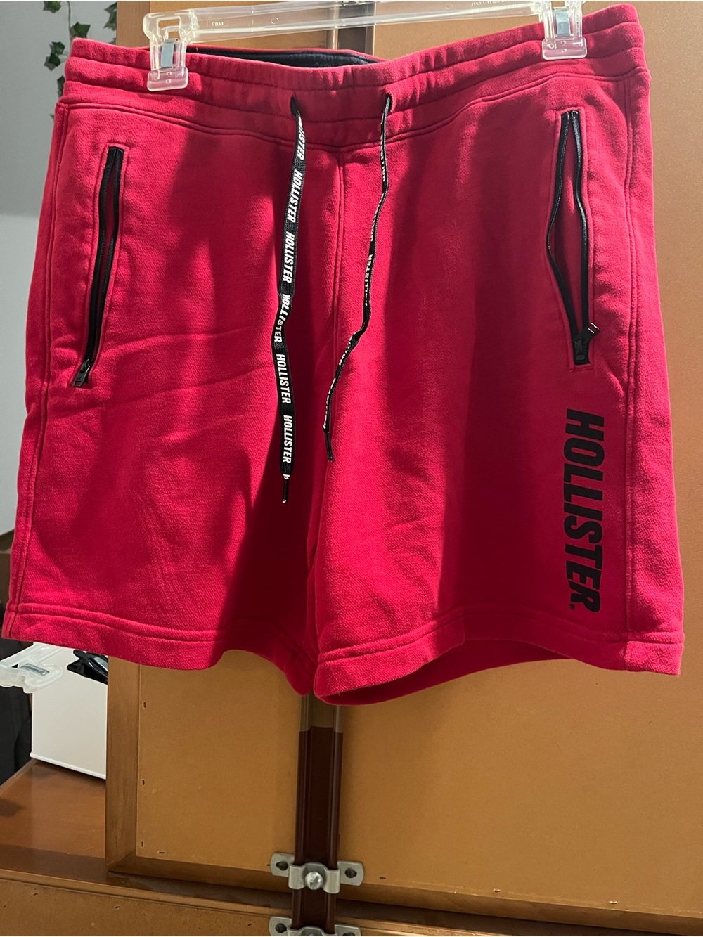 Hollister Men’s Bright Red Athletic Fleece Shorts with Logo